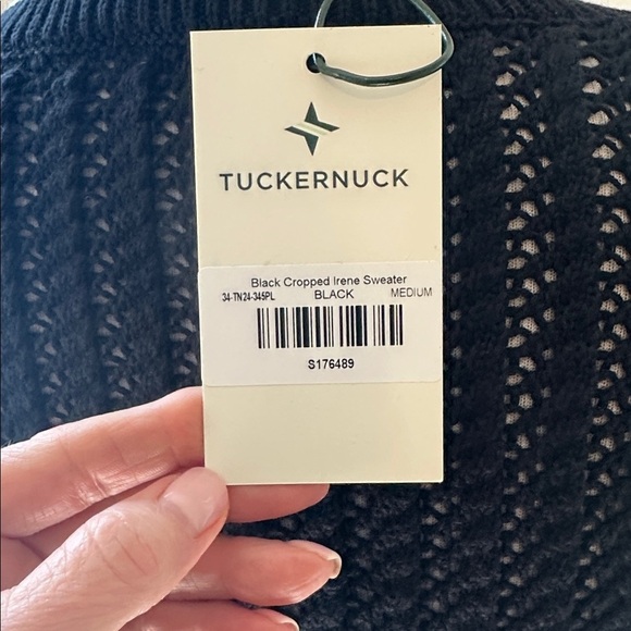 TUCKERNUCK Black Cropped Irene Sweater, Medium, 100% Cotton, NWT - Picture 7 of 10